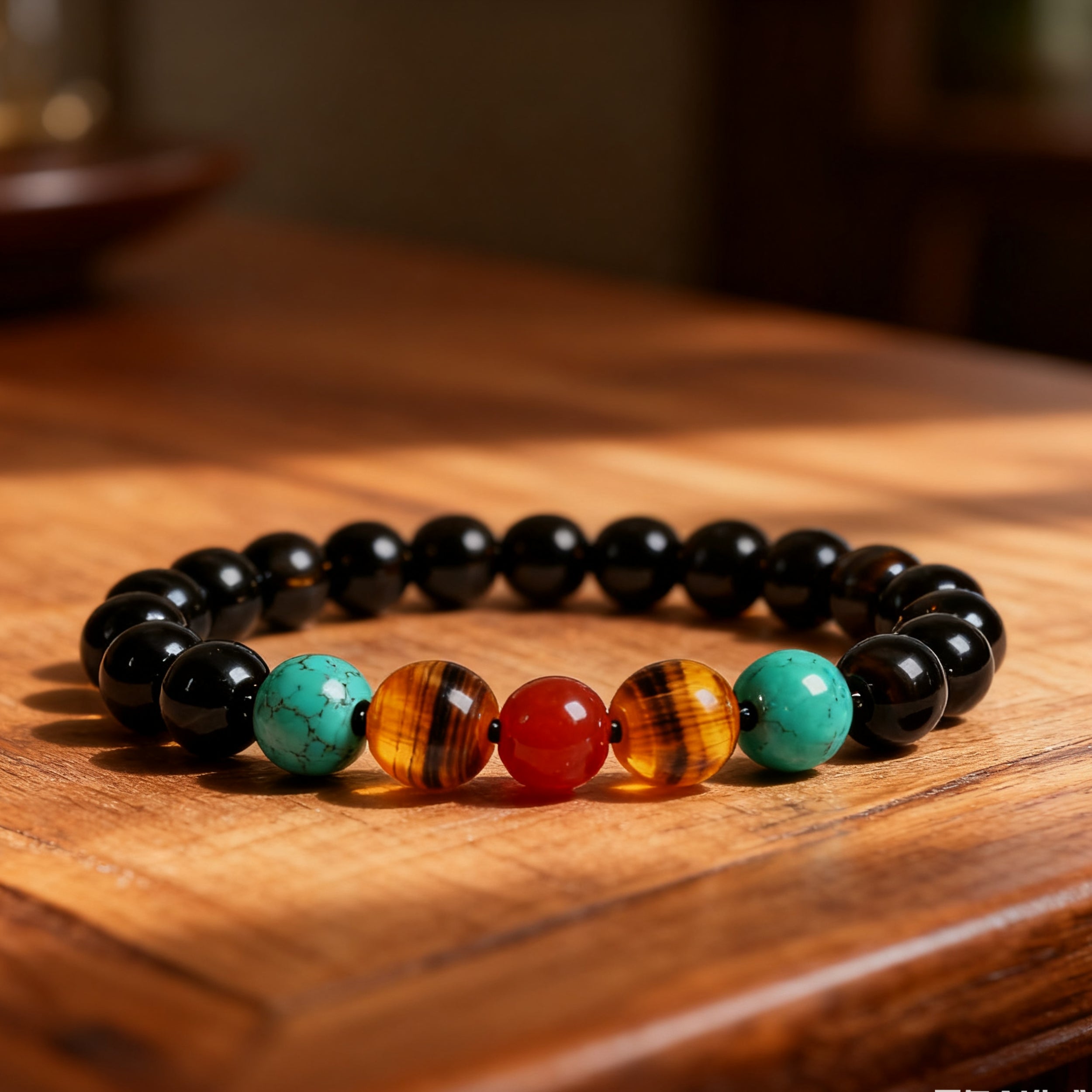 Legacy of the Empire:Obsidian, Turquoise & Tiger’s Eye Bracelet