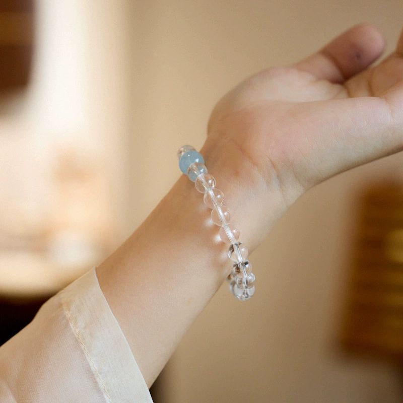 Aquamarine & Clear Quartz Bracelet