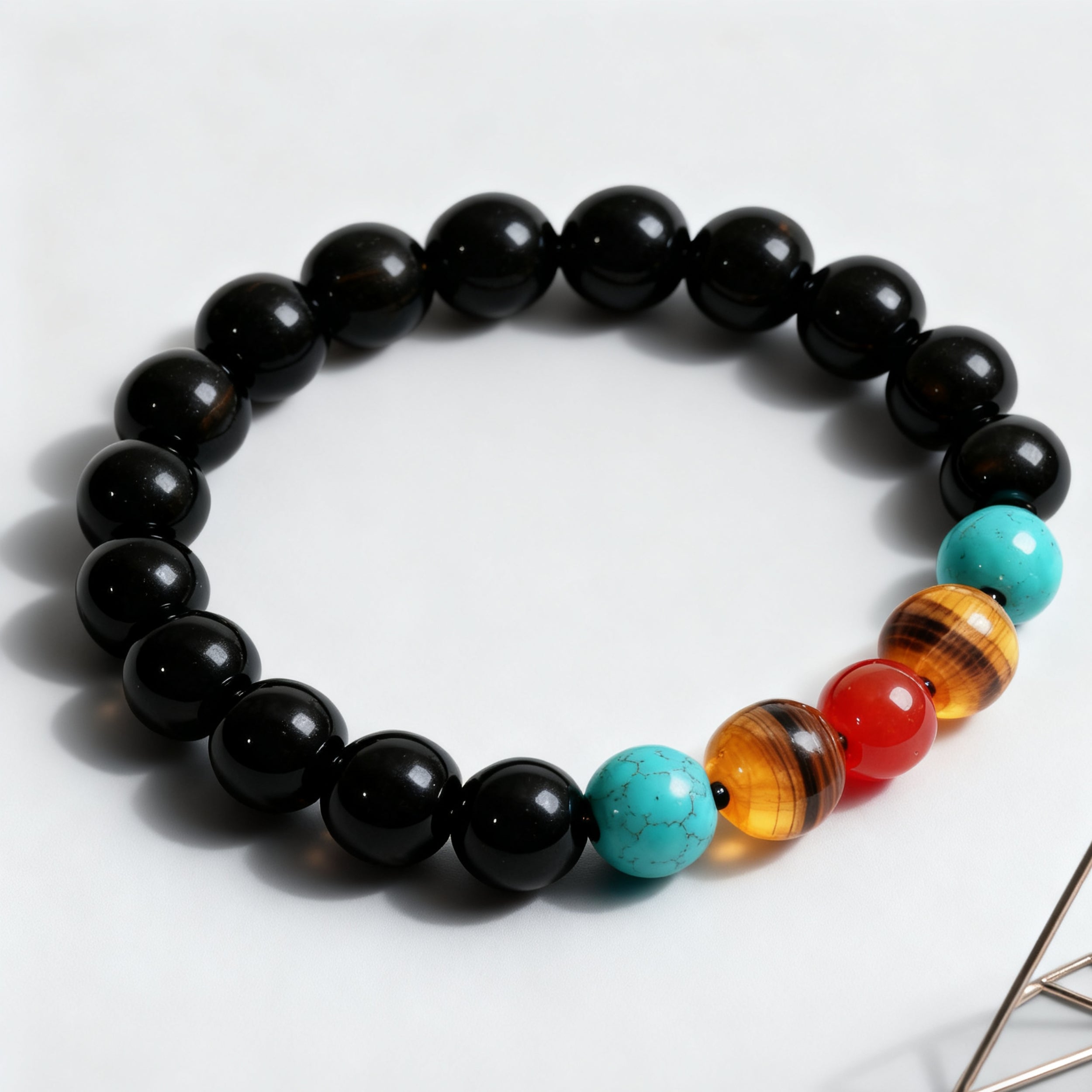 Legacy of the Empire:Obsidian, Turquoise & Tiger’s Eye Bracelet