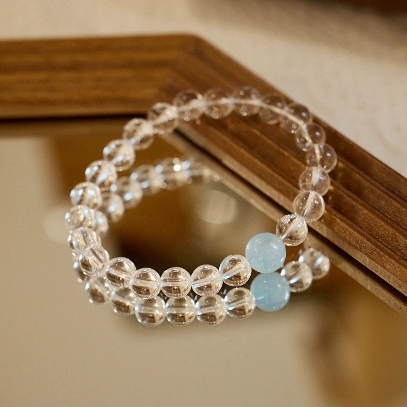 Aquamarine & Clear Quartz Bracelet