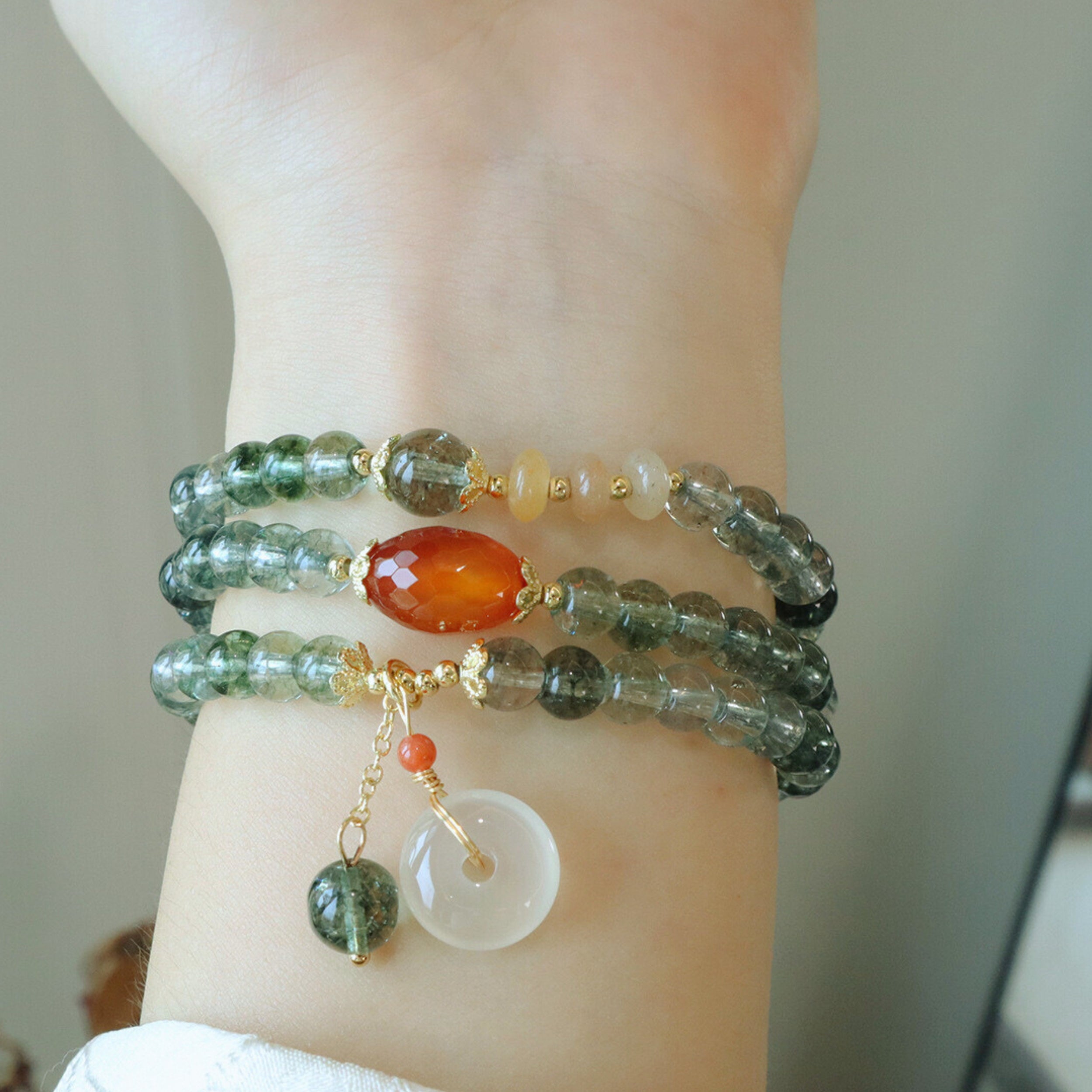 Natural Green Phantom Quartz Bracelet