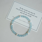 "Mint" Original 6mm Natural Ice Aquamarine & Freshwater Pearl Bracelet | Communication & Confidence Healing Crystal | Water Element Jewelry Gift for Aries Gemini Pisces