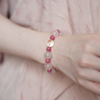 "Fu Yao" Original Chinese Style 12mm Rhodonite & Rose Quartz Bracelet - Fire Element Healing Crystal for Emotional Balance, Boundaries, and Real Love | Rose Stone Jewelry