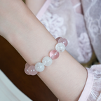 "Xi Zi" Original 11mm Madagascar Rose Quartz & Snow Phantom Bracelet - Relationship Luck & Self-Love Healing Crystal Gift | Independent Women Jewelry
