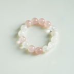 "Xi Zi" Original 11mm Madagascar Rose Quartz & Snow Phantom Bracelet - Relationship Luck & Self-Love Healing Crystal Gift | Independent Women Jewelry