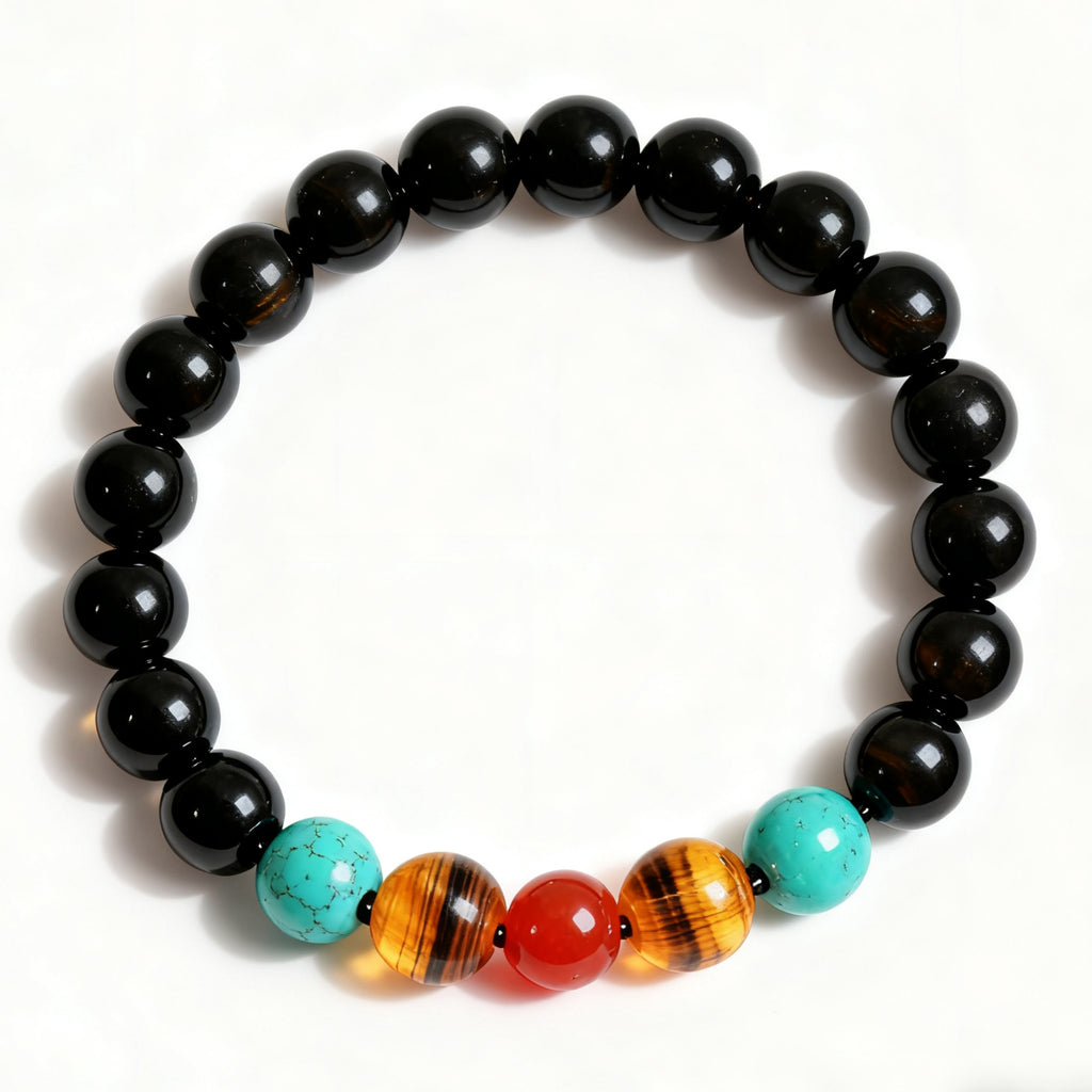 Legacy of the Empire：Obsidian, Turquoise &amp; Tiger’s Eye Bracelet