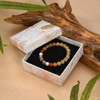 Heartland · Deep Earth Golden Rutilated Quartz & Red Agate Bracelet with Pearl & Handcrafted Tibetan Incense（earth）