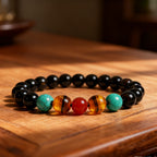 Legacy of the Empire：Obsidian, Turquoise &amp; Tiger’s Eye Bracelet