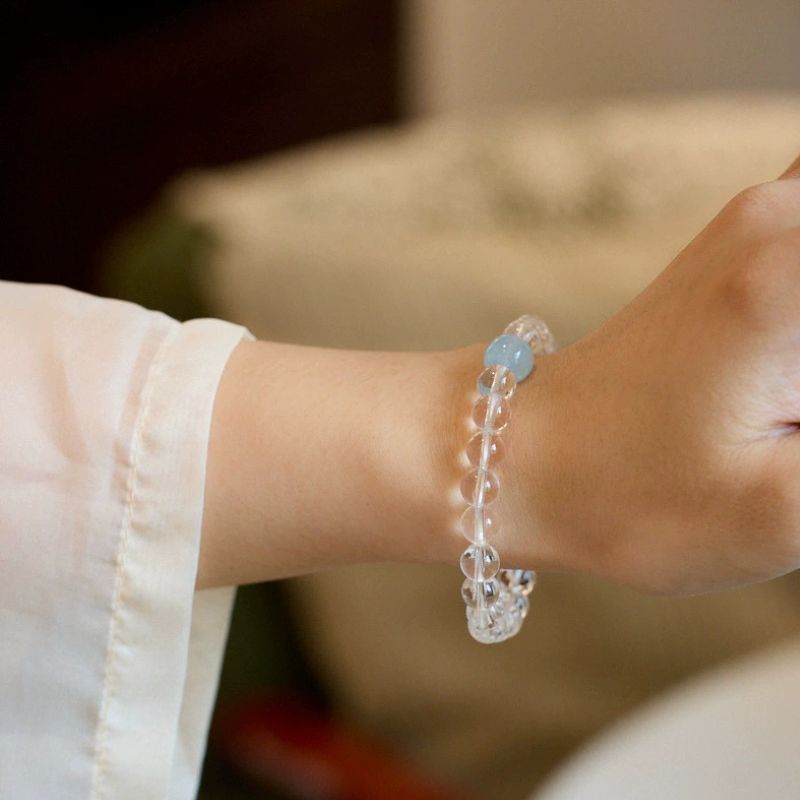 Aquamarine & Clear Quartz Bracelet