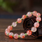 Natural Nanhong Agate and Green Jade Beaded Bracelet（fire）