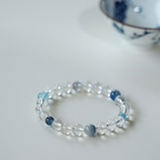 Midsummer Blue · Original High-Clarity Clear Quartz & Aquamarine Bracelet: Coolness & Serenity