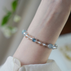 Midsummer Blue · Original High-Clarity Clear Quartz & Aquamarine Bracelet: Coolness & Serenity