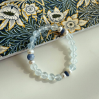 Bei Ming Yu Original Glacial Aquamarine & Freshwater Pearl Bracelet | Natural Healing Crystal Jewelry | March Birthstone Gift for Her