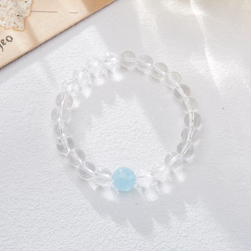 Aquamarine & Clear Quartz Bracelet
