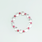 "Treading on Snow" Original 12mm High Ice Azeztulite & Rhodonite Bracelet - Fire Element Healing Crystal for Wealth, Emotional Balance, and Real Love | Rose Stone Jewelry