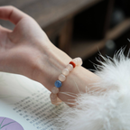 "Hua Ying Chun Shi" New Chinese Style Pink Chalcedony Bracelet with 8mm Kyanite | Natural Healing Crystal Beaded Jewelry