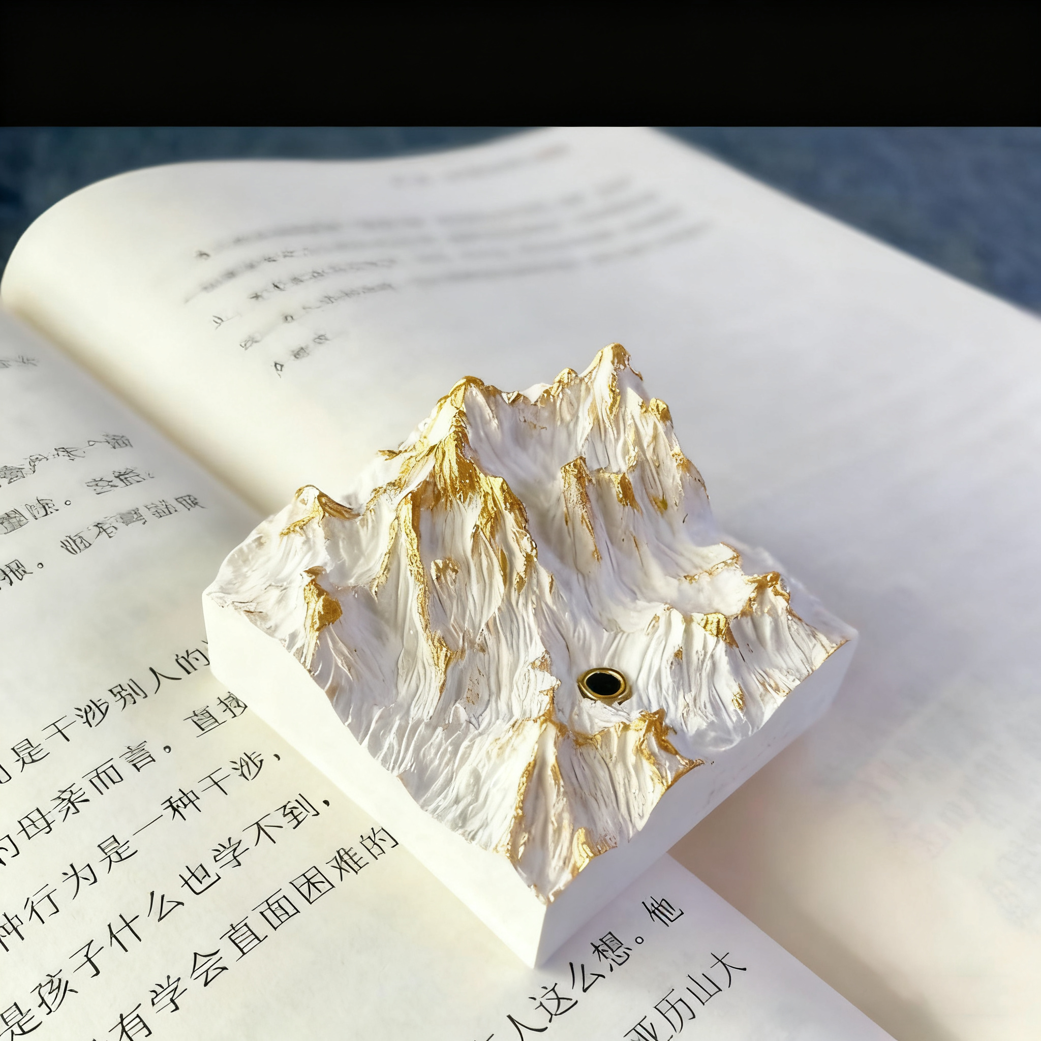 Golden Mountain Incense Holder - Gypsum Plaster, Gold Powder Decor for Tibetan  Incense - Zen Home Altar Decor