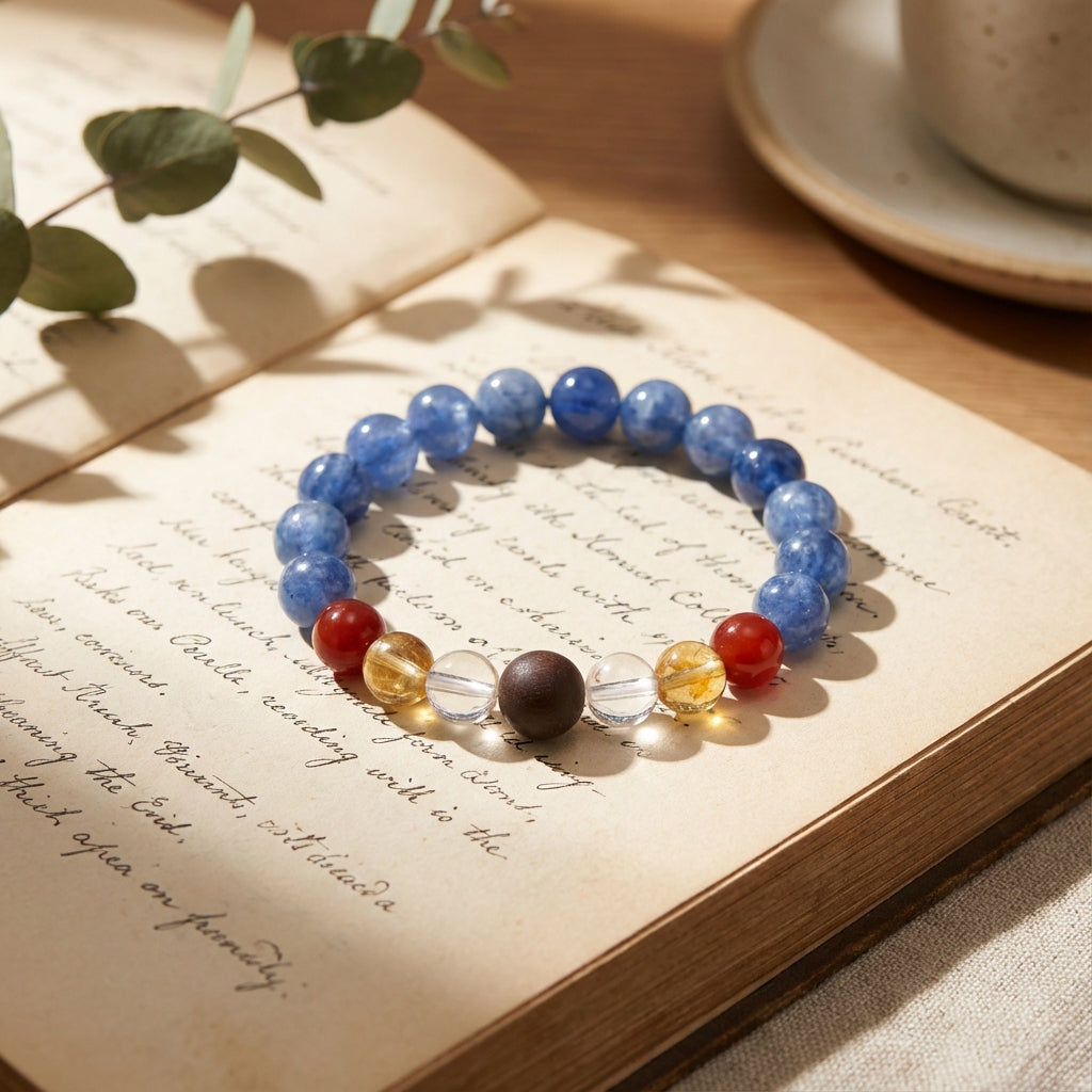 Palace Moat · Quiet Flow Kyanite Bracelet with Handcrafted Tibetan Incense Bead