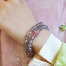 Auspicious Fortune · Smoky Amethyst & Strawberry Quartz Pixiu Double Bracelet